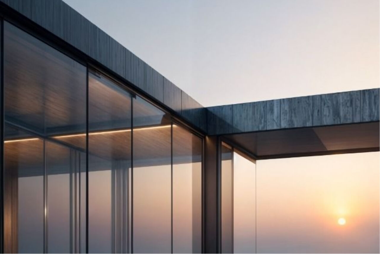 casa con puesta de sol